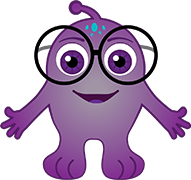 TELCI, a small green alien holding a red book